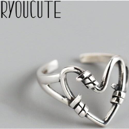 Charming Boho Korean Open Adjustable Love Heart Rings for Women Wedding Ring Jewelry Valentines Day GIFT