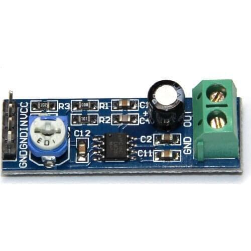 LM386 Audio Power Amplifier Module 200 Times Gain Amplifier Board Mono Power Amplifier 5V-12V Input 10K Adjustable Resistance