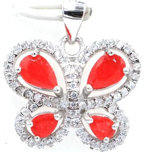 34x12mm Jazaz Anniversary 2.5g Created Pink Tourmaline White CZ For Women Wedding Real 925 Solid Sterling Silver Pendant