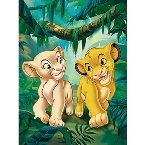 Full Square/Round Diamond Painting Children Cartoon Comic Lion King Small Lion Forest King 5d Diamond Embroidered Cross Stitch