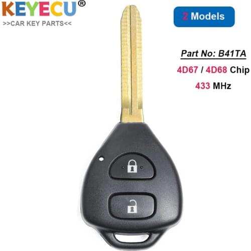KEYECU Remote Control Car Key for Toyota Yaris 2006 2007 2008 2009 2010 2011, Fob 2 Button - 433MHz - 4D67/ 4D68 Chip - B41TA