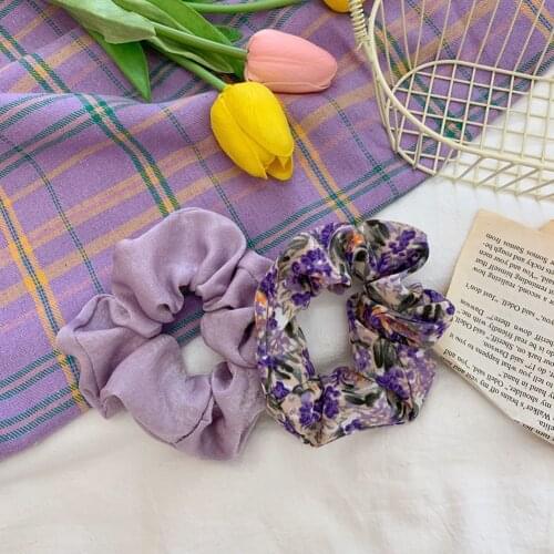 Purple Daisy Scrunchie Hairband Women Girl Elastic Hair Rubber Bands Hair Accessories Headband Gum Hair Tie Rope Ponytail Holder