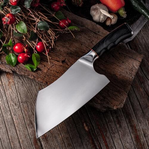 Hand Forged Kitchen Knife Chef Slices Household Kitchen Knife Stainless High Carbon Manganese Steel Hammer Pattern Longquan