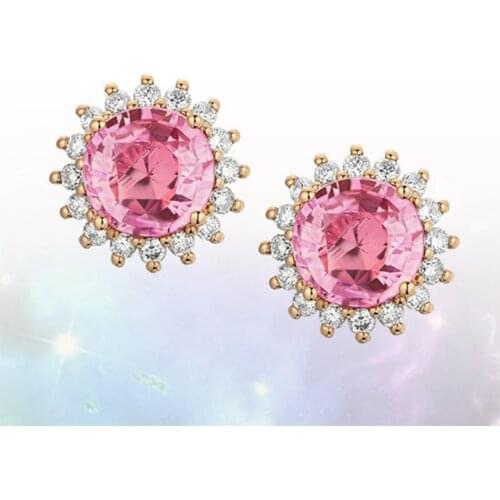 BLACK ANGEL Water Drop Shaped Luxury Pink Tourmaline Gemstone 925 Silver Earrings Women CZ Fashion Jewelry Christmas Gift