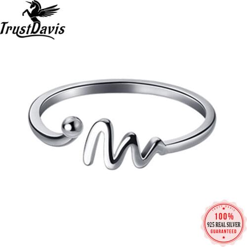 ElfoPlataSi MInimalist Genuine 925 Sterling Silver Fashion Waves Opening Ring For Fashion Women Wedding Party Fine Jewelry DD978