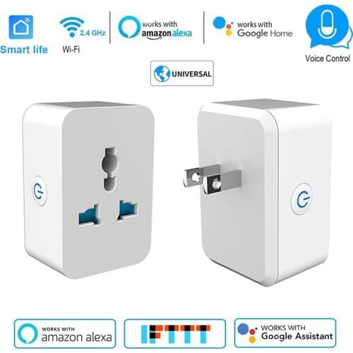 Electrical Sockets Universal 10A WiFi Smart Plug Smartlife Remote Control Smart Timer Socket Works for Google Home Alexa