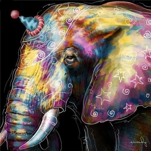 YNX new 5D diamond painting round diamond animal cross stitch square diamond DIY elephant color diamond painting