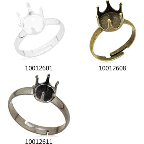 Ring blank with 10mm crown shape clawed collet,adjustable ring bezel,depth is 8mm,sold 20pcs/lot-100126