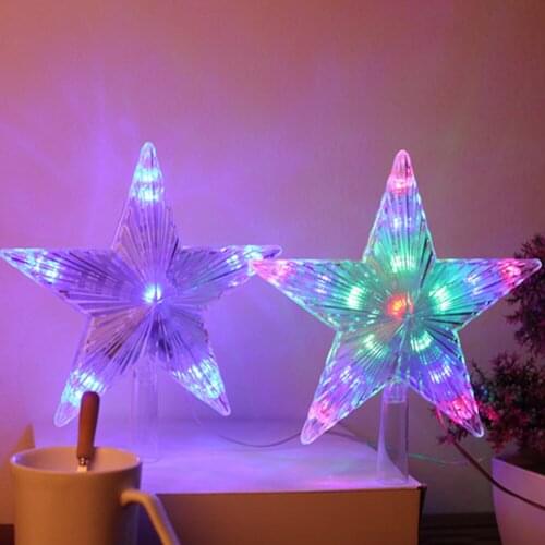 1PC Christmas Tree Topper Star Lamp Change Color EU/US Plug Rotating Party Festival LED Reusable Decor