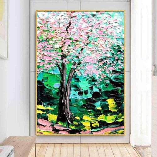 100% Hand-painted Abstract Texture Flower Art Oil Painting Modern Home Wall Unframed Canvas Artwork Wall Pictures Large Size