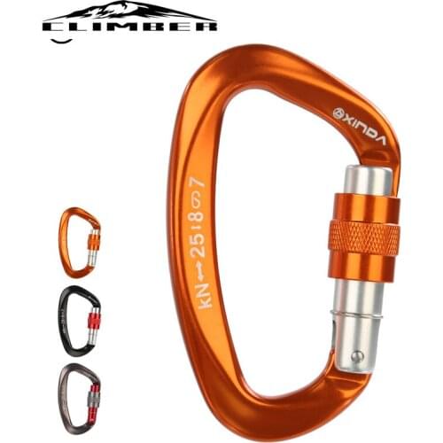 25kN D-Shape Carabiner Climbing Security Safety Buckle Screw Gates Master Lock Carabiner Outdoor Rock Climbing Equipment