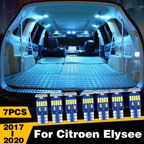 7pcs W5W T10 Error Free Car LED Lights Interior Dome Reading Trunk Lamp For Citroen Elysee 2017 2018 2019 2020 Accessories