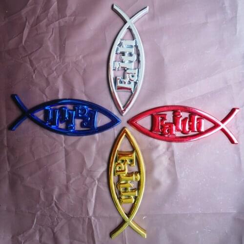 Car-styling 4 Colors 3D ABS Faith Style Fish Symbol Anime Stickers For Christian Universal Emblem Badge Decal Truck Decorative