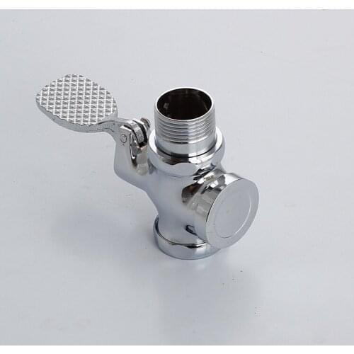 Free shipping fashion solid brass stool flush valve by polished chrome toilet flushing valve with pedal squat pan flusher