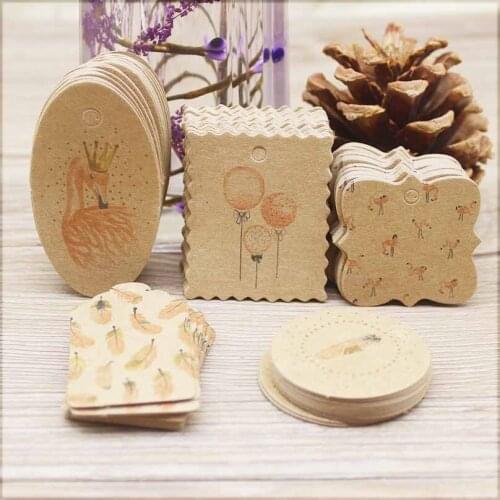 Vintage kraft gfits label tag 5x3cm /4x4cm/6.4x3.5cm/4.7x4cm/3.9x3.9cm 50 tag 50string white wedding candy gift hang tags