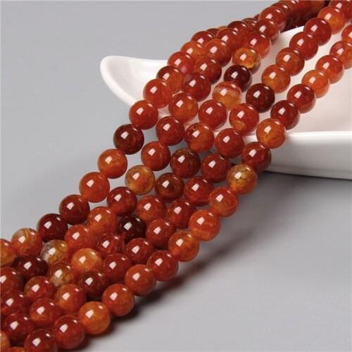 Natural Stone Red Fire Dragon Vein Agates Loose Spacer Beads For Jewelry Making DIY Bracelet Accessories 15'' 6 8 10mm Wholesale