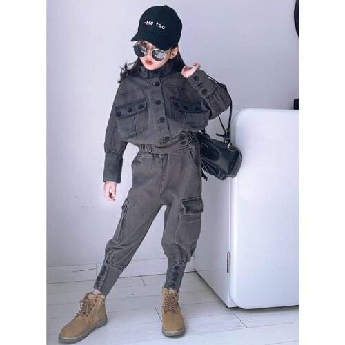 Kids Girls Clothing Sets Spring New Brand Baby Girls Long Sleeve Coats+Pant Casual Warm Girls Denim 2Pcs Children Clothes Suits