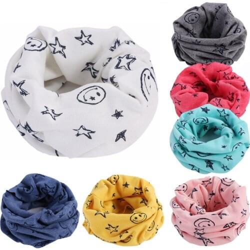Children Warm Cotton Scarf Boy Girl Star Smile Face Scarf Shawl Winter Neckerchief