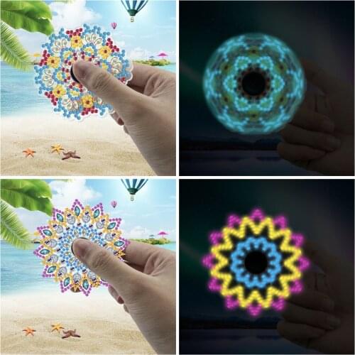 HUACAN Special Shaped Diamond Painting Luminous Spinning Top Diamond Mosaic Mandala Needlework Handmade Gift