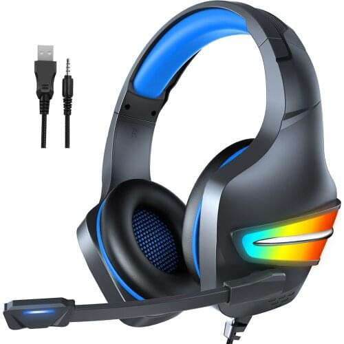 Gaming Earphones Headset 7.1/5.1 Virtual Surround Sound Headphones with mic for PS4 XBOX RGB LED Light PC Gamer