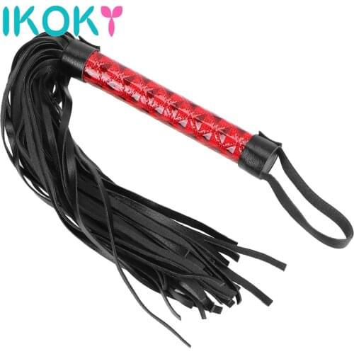 IKOKY Braided Handle Tail Whip Slave Roleplay Erotic Products Sex Whip Spanking Paddle