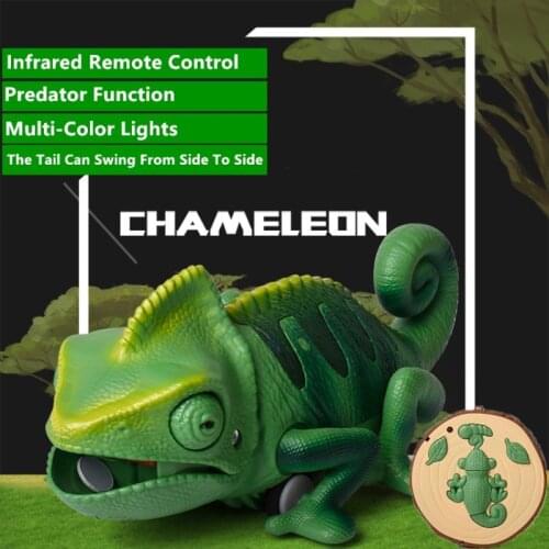 Simulation RC Chameleon Telescopic Tongue Tail Swing Multi-Color Lights Infrared Remote Control Chameleon Childrens Toy Model