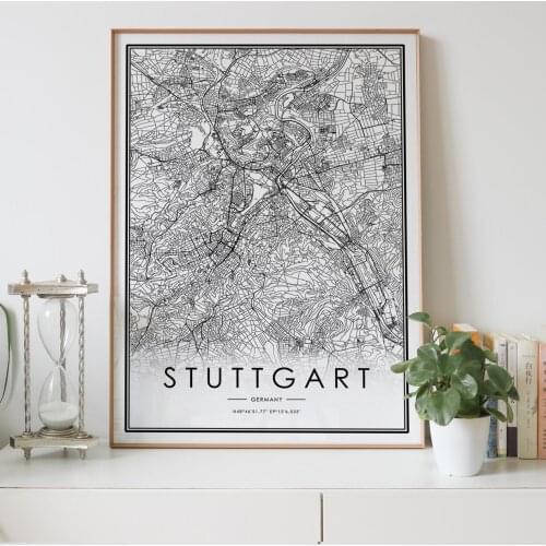 STUTTGART city map Nordic Living Room Decoration Canvas Poster Modern Home Decor Art Print Painting