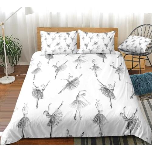 Ballet Duvet Cover Set White Little Swan Bedding Set Dance Beds Set Bedding Set Bedspread Home Textiles Microfiber For Girls Kid