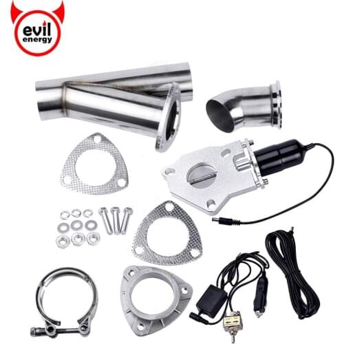 Evil energy 3" Size Stainless Steel Headers Y Pipe Electric Exhaust CutOut Kit With Manual Switch