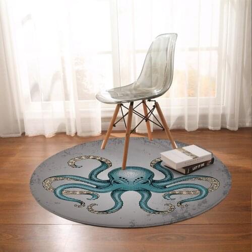Dark Green Octopus Pattern Bedroom Carpet Round Mats Living Room Carpet 60cm 80cm 100cm 120cm 150cm