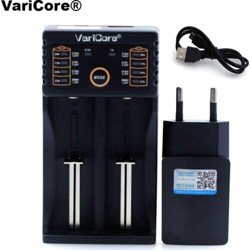 VariCore V20I V10 AA AAA 18650 26650 18350 14500,10440 26500 Lithium 3.2V 1.2V 3.7V NiMH Battery 5V OUT Charger+5V 2A charger