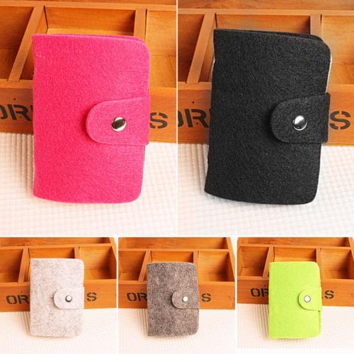 Fashion ID Credit Card Felt Soft Pocket Women Men Business Holder Case Wallet Ladies Girls for 24 Card Solid