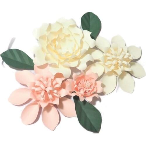 Handmade Cardstock Rose DIY Paper Flowers Leaves Set For Wedding & Event Backdrops Decorations Nursery Wall Deco Video Tutorials