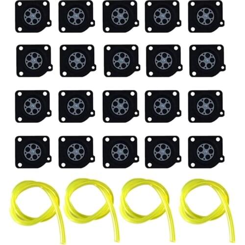Carburetor Repair Tune-Up Kit A015010 Metering Diaphragm(20Pcs) & Fuel Line(4Pcs)for Zama C1U Carburetor