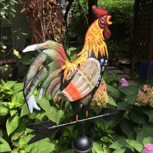 Metal Garden Decor Set Rooster Weather Vane/Wind Wheel Stake, Garden Decor