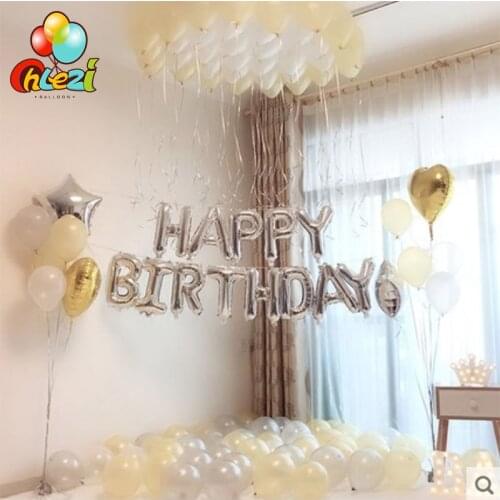 New 1 Set Silver blue theme happy birthday suit balloon Adult baby birthday party decoration balloons Pearlescent latex balloon