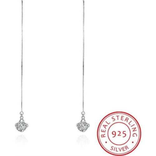 2021 New 925 sterling silver 100% Original Crystals From Swarovskis Spent Clover tassels Earrings Party 925 Jewelry