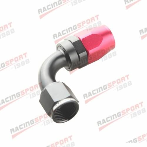 New Aluminum AN-10 90 Degree Swivel Oil Fuel Line Hose End Fitting Red/Black