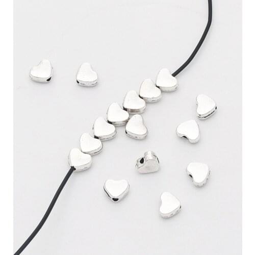 50Pcs Flat Love Heart Spacer Beads Loose Jewelry Making Beads for DIY Bracelet Necklace Earring Craft Supplies