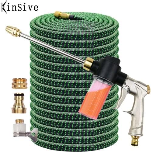Expandable Garden Watering hose 1/2 Flexible Powerful Pressure Car Washer Jet Foam Pot Cleanning Brass Spray Gun Irrigation Pipe