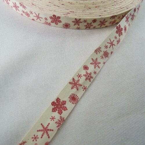 5/8"15mm printed Christmas series snowflake Cotton RibbonsHandmade Crafts Woven Labels Packaging Accessories Ribbons 20YDS XM67