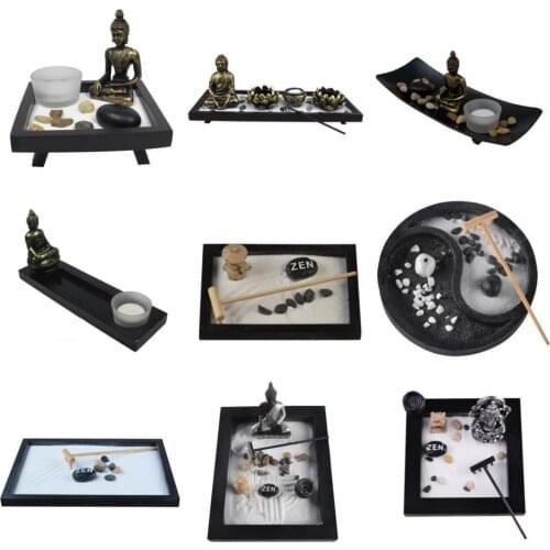 Buddha Zen Garden Resin Buddha Statue Tealight Incense Candle Holder Sand Table Shelf Display Meditation