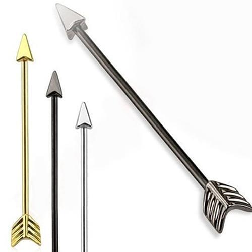 2 Pcs Men Women Fashion Arrow Shape Barbell Bar Earrings Body Piercing Jewellery