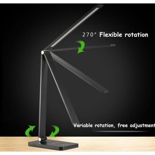 Modern Business Led Office Desk Lamp Touch Dimmable Foldable With Calendar Temperature Alarm Clock table Reading Night Light