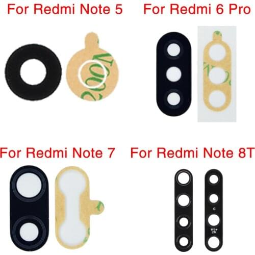 1pcs For Xiaomi Redmi 5 Plus 6 8 Pro Note 4 5 7 8T Por Back Rear Camera Lens Glass Cover With Adhesive Sticker