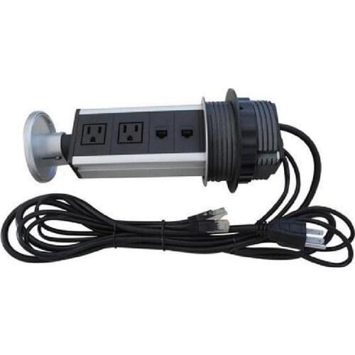 Handing pull up hidden socket outlet with 2 US power 2 cat6 cable plug silver /black ,smart socket ,free shipping