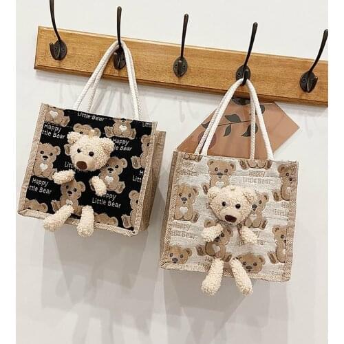 Women Canvas Bag Shoulder Bag Simple Canvas Handbag Tote Large Capacity Embroidery Shopping Bag Cute Book Bags For Girls