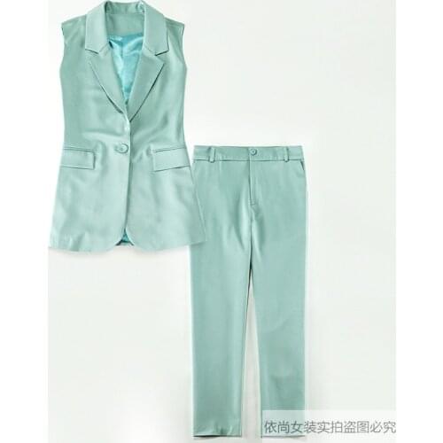 Womens vest nine-point pants suit womens new-style temperament slim single-button suit waistcoat pants two women outfit