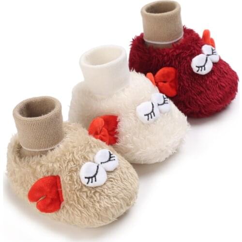 Winter Lovely First Walkers Boots Newborn Baby Girls Booties Warm Plush Anti-slip Baby Infant Toddler Soft Bottom Shoes