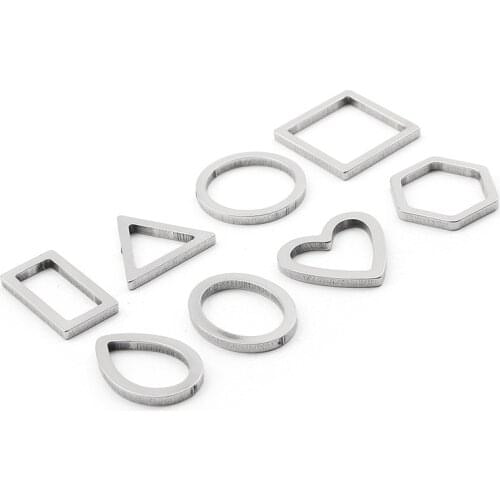 10pcs Stainless Steel Geometric Hollow Pressed Round Rectangle Heart Frame Pendant Resin Jewelry Making Bezel Mold DIY Crafts